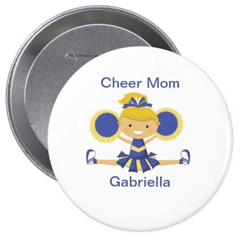 Blue And Gold Cheer Mom Cheerleader Button Zazzle