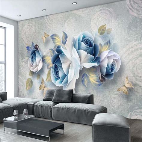 3d Embossed Rose Flower Printed Photo Wallpaper Murals Landscape For