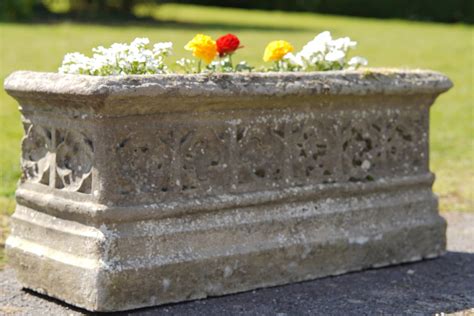 Rectangular Cast Stone Chilstone Planter Decorative Garden Antiques