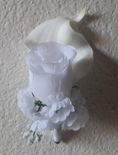 Amazon Com Ivory White Rose Calla Lily Corsage Or Boutonniere Handmade