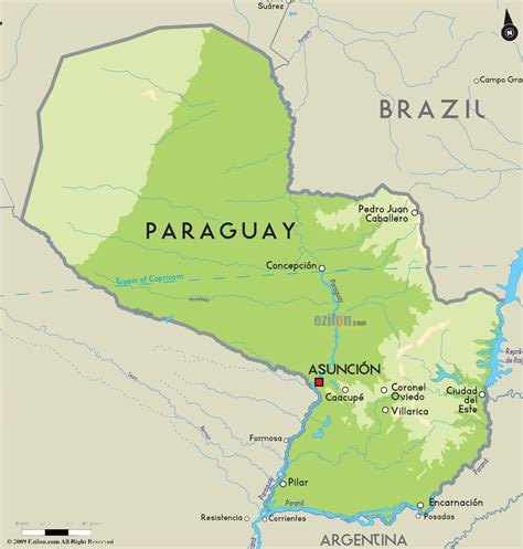 Y con su territorio está caracterizado por dos regiones diferentes separadas por el río paraguay, la oriental. Road Map of Paraguay and Paraguay Road Maps