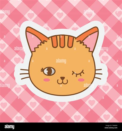 Cute Happy Funny Cat Face Cartoon Vector Illustration Graphic Design