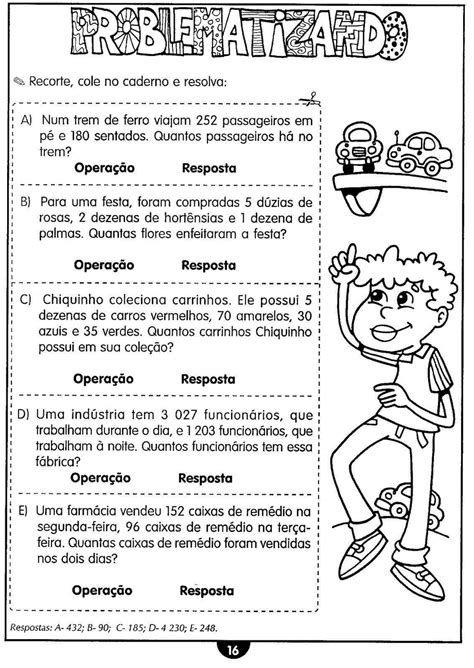 Atividade De Matematica Problemas 4 Ano