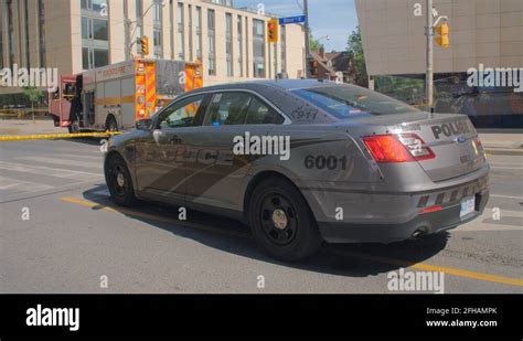 Toronto Emergency Crime Scene Intersection Undercover Police Cop Car Cruiser Stock Video Footage