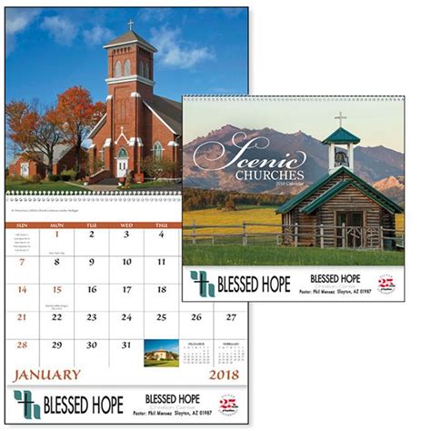 Product Scenic Churches Spiral Wall Calendar