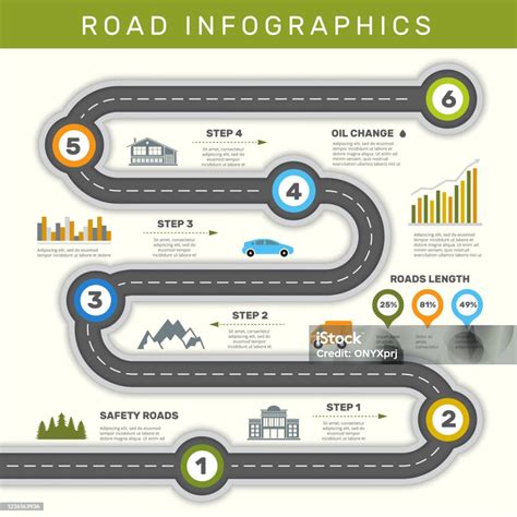 Road Infographic Timeline With Point Map Business Workflow Graphic