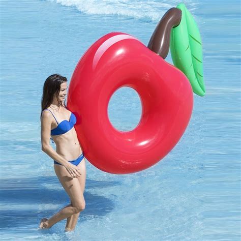 120cm Giant Inflatable Cherry Pool Float Red Beach Lounger Air Mattress