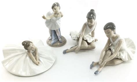 Lot 4pc Nao By Lladro Porcelain Ballerina Figurines