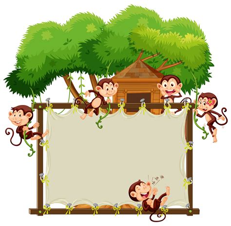 Border Template With Cute Monkeys 374584 Vector Art At Vecteezy