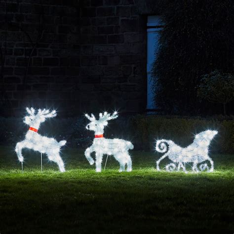 Fluffy Light Up Reindeer And Sleigh Uk