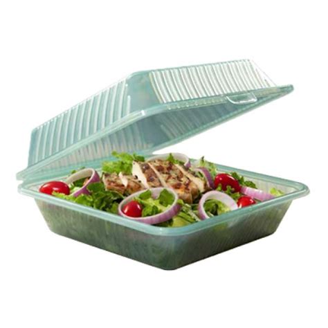 Go box containers are cleaned using commercial dishwashing equipment in a health department certified facility. Eco-Takeouts™ To Go Food Container, 9" x 9" x 3-1/2" deep ...