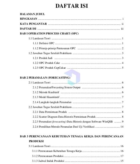 8 Contoh Daftar Isi Laporan Pkl Magang Penelitian Dll