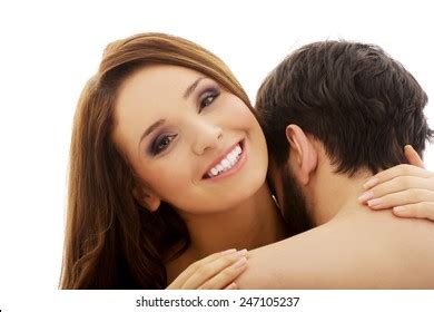 Handsome Man Kissing Womans Neck Desire Stock Photo