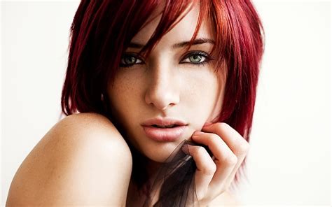 Wallpaper Face Women Redhead Model Long Hair Bare Shoulders