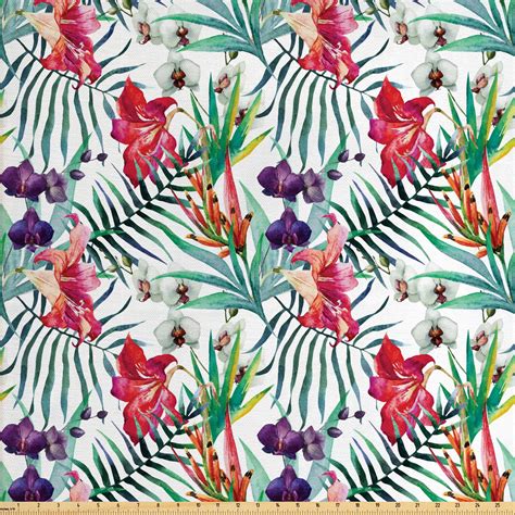 Watercolor Flower Upholstery Fabric By The Yard Tropical Wild Orchid