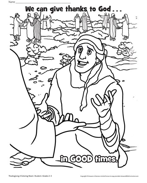 Bible coloring page illustrating that only one of the ten lepers returns to thank jesus. Coloring | Kids Answers | Color, Sketches, Art
