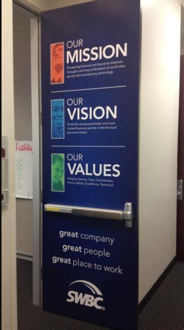 Mission Vision And Values Door Signage Office Wall Design Office