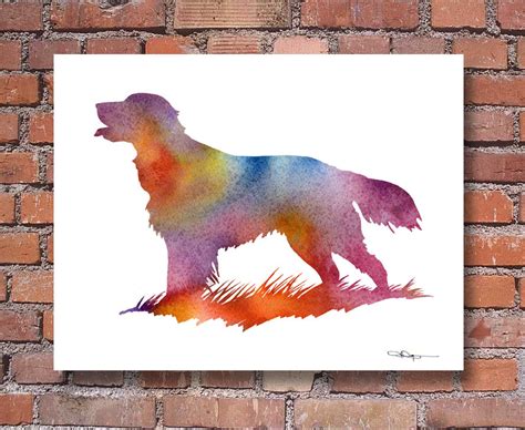 Flat Coated Retriever Art Print Abstract Watercolor Painting Etsy