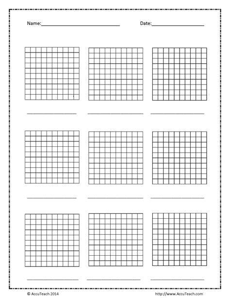 Blank Base Ten Hundreds Frame 1st Grade Math Worksheets Addition