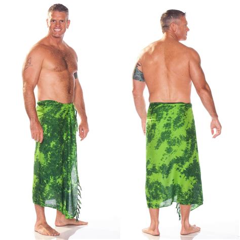 mens sarong in lime dark green smoked