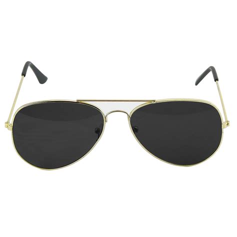 Black Gold Aviator Sunglasses Military Style Dark Sun Glasses With Gold Metal Frame And Uv 400