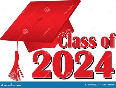 Graduation Cap Class Of 2024 Red Stock Illustration Illustration Of