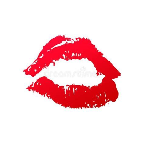 Red Lipstick Kiss On White Background Kiss Mark Vector Illustration
