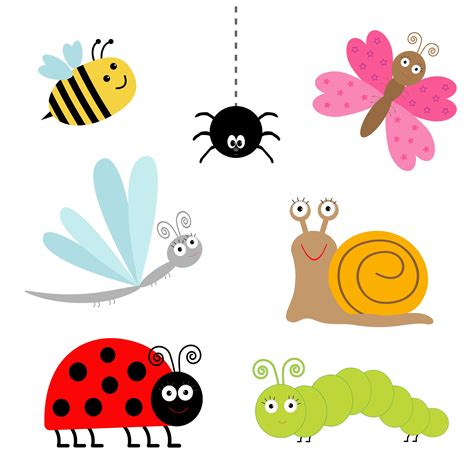 Cute Cartoon Insect Set Vector
