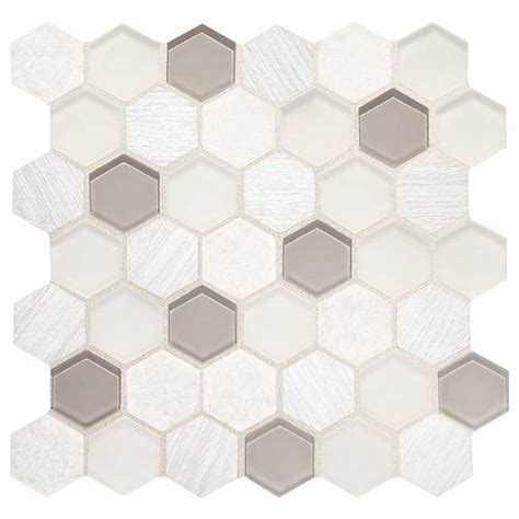 Daltile premier accents alabaster arabesque porcelain mosaic wall tile. Daltile IB01- Idyllic Blends Tranquil Snow Hexagon Mosaic ...