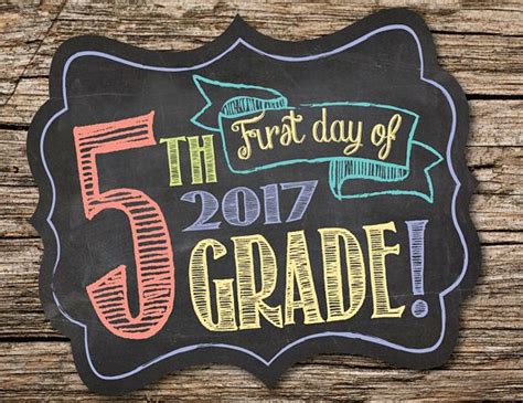 First Day Of 5th Grade Sign First Day Of School Sign 1st Day Etsy