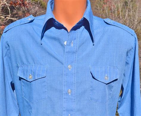 Vintage 70s Shirt Aviator Button Down Butterfly Collar Etsy 70s