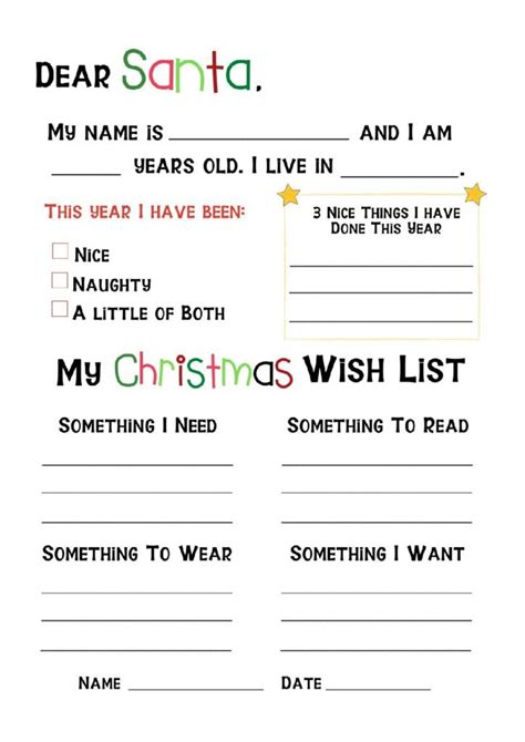 Free Letter To Santa Christmas Wish List Printables Artofit