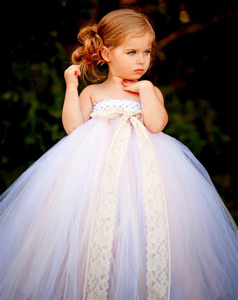 Pink And White Lace Tutu Flower Girl Dresses