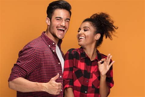 Happy Casual Mixed Race Couple Stock Image Image Of Front Lovely