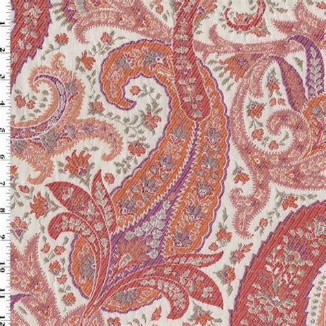 Magentaorangemulti Floral Paisley Jacquard Decor Fabric Dfw54171