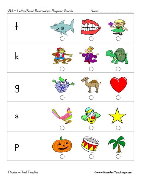 Beginning Sounds Worksheets For Kindergarten