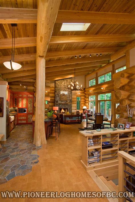 Log cabins are perfect for vacation homes, second homes, or those looking to downsize into a smaller log home. Log Cabin Style Living Room & Loft Designs | BC, Canada