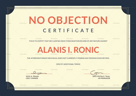 Employee No Objection Certificate Design Template In Psd Word