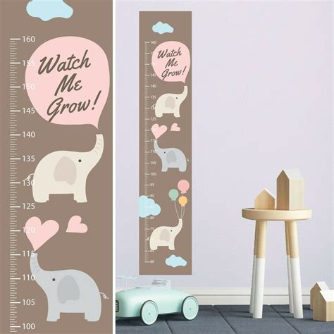 Elephant Growth Chart Wall Decal Kids Room Growth Chart Wall Etsy
