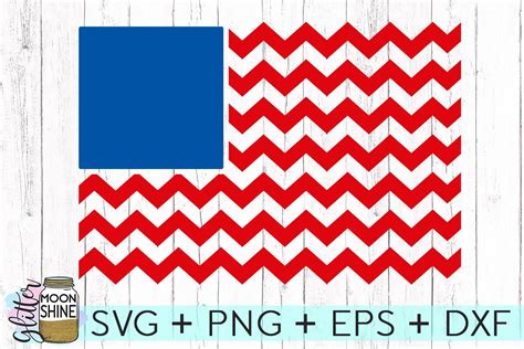 Chevron American Flag Monogram Frame Svg Dxf Png Eps Cutting Files