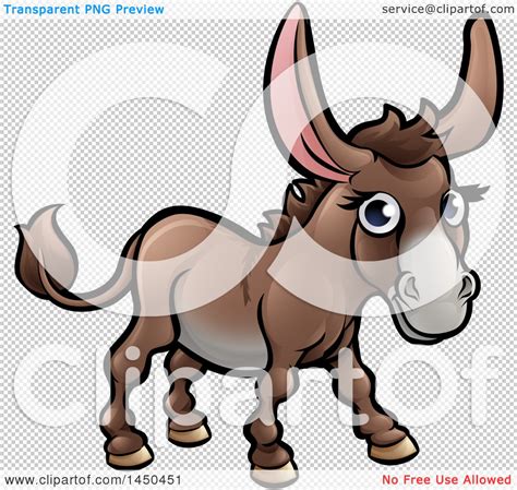 Clipart Graphic Of A Cartoon Happy Brown Donkey Royalty Free Vector