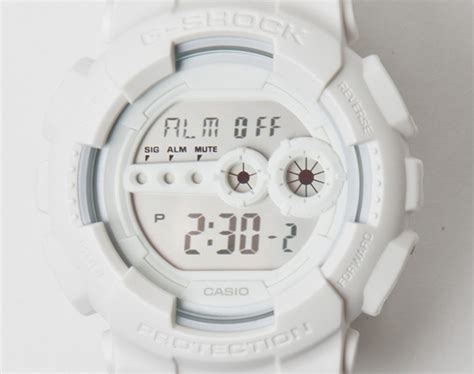 The watch beeps every hour on the hour. Casio G-Shock - GD-100 - White - Freshness Mag