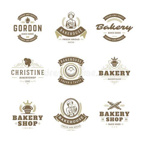 Bakery Logos And Badges Design Templates Set Vector Illustration Stock