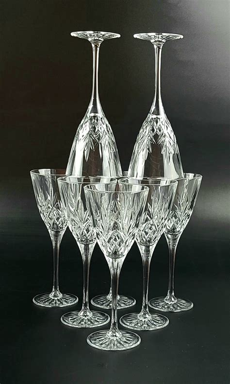 Vintage Cristal D Arques William Pattern Crystal Wine Glasses Set Of 8 Etsy