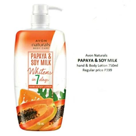 Avon Naturals Papaya Soy Milk And Care Hydrating Body Milk Andgreen Papaya