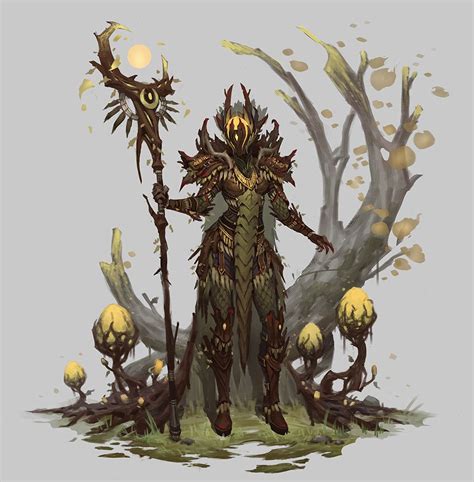 Artstation Druids Hyun Lee Druid Staff Shaman Wooden Armor D