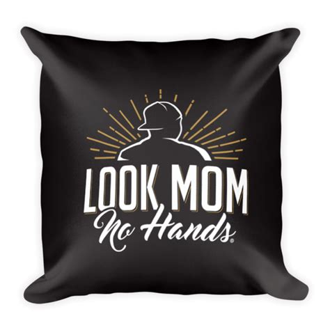 look mom no hands black square pillow look mom no hands® the story of ryan hudson peralta