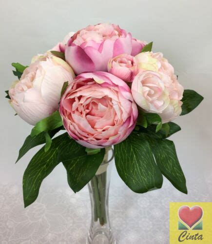 artificial flower pink light pink peony teardrop bridal wedding bouquet set ebay
