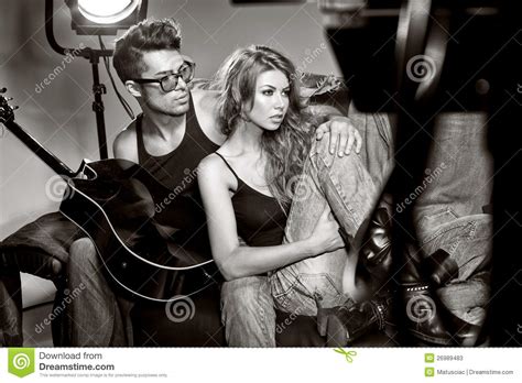 Man And Woman Doing A Fashion Photo Shoot Stock Image