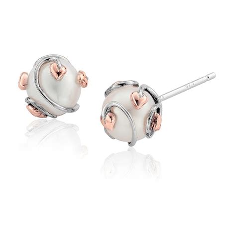 Clogau Tree Of Life Caged Pearl Stud Earrings Welsh Gold Jewellery
